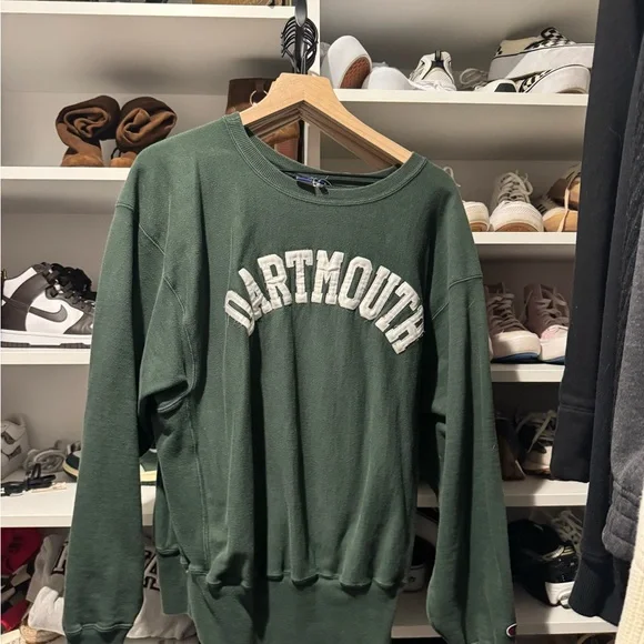 Champion Dartmouth Green Crewneck Sweatshirt with White Embroidery - Picture 1 of 6